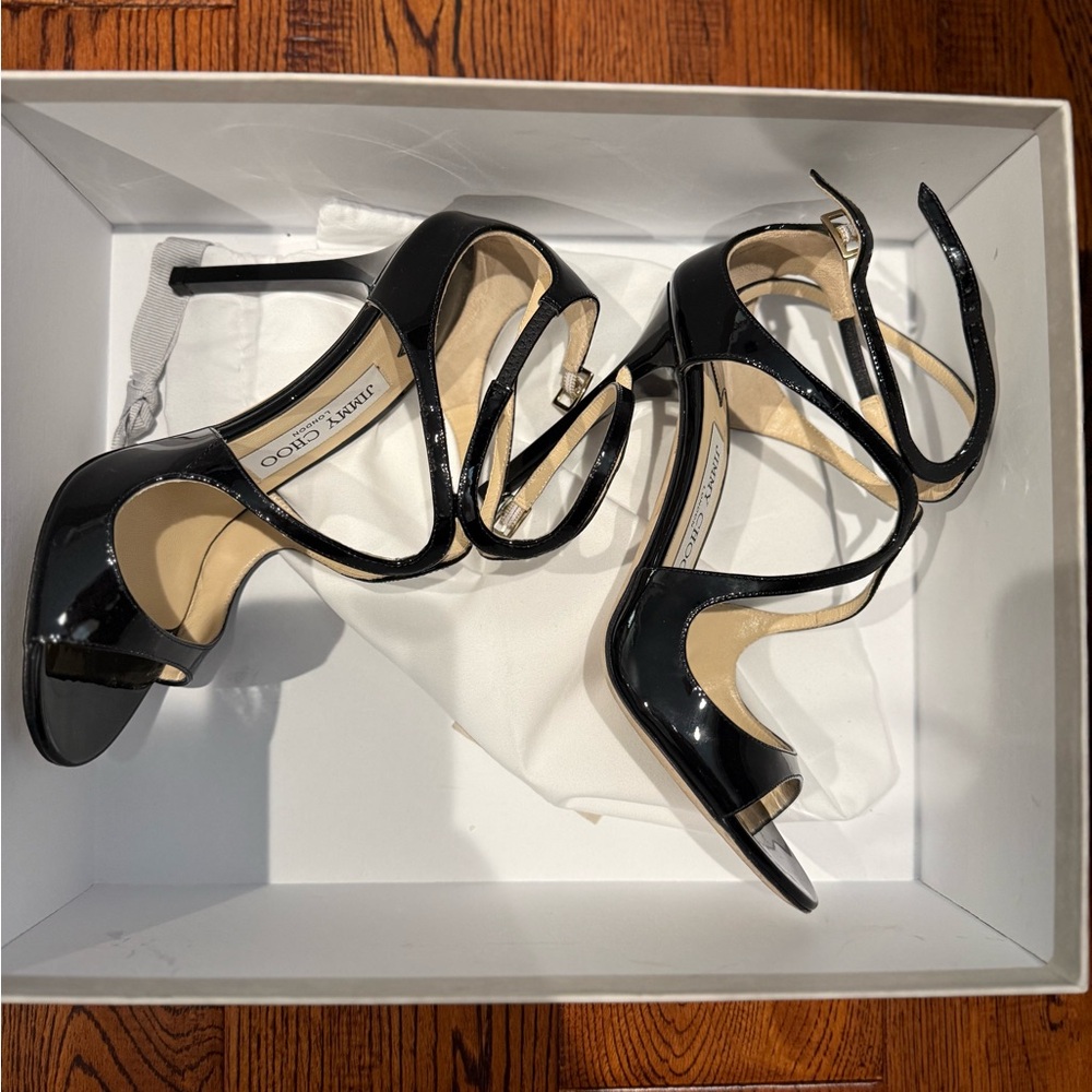 Jimmy Choo Black Patent Leather Stiletto Heels